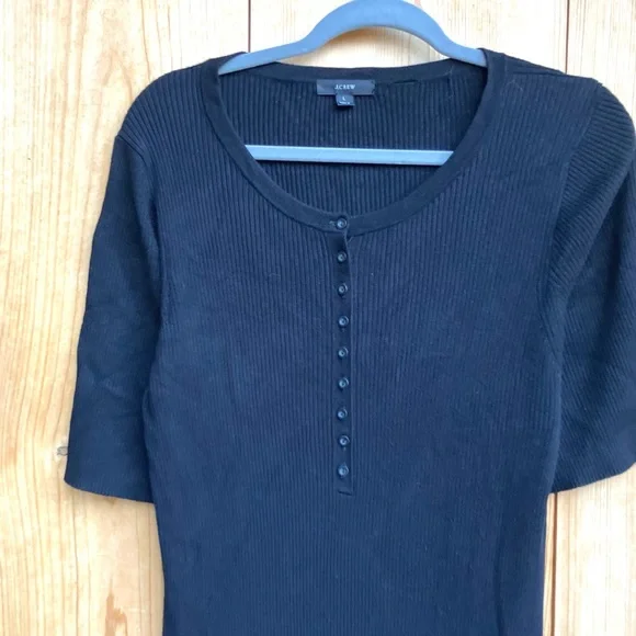 J. Crew Short Sleeve Ribbed Sweater Dress Sz Large - Picture 3 of 6